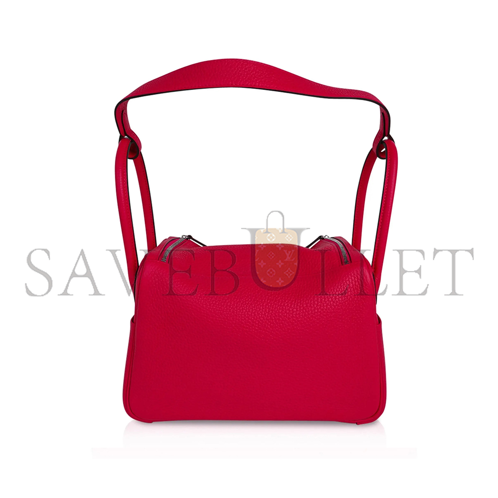 H**mes lindy 26 bag rose extreme clemence leather with palladium hardware (26*17.25*13cm)